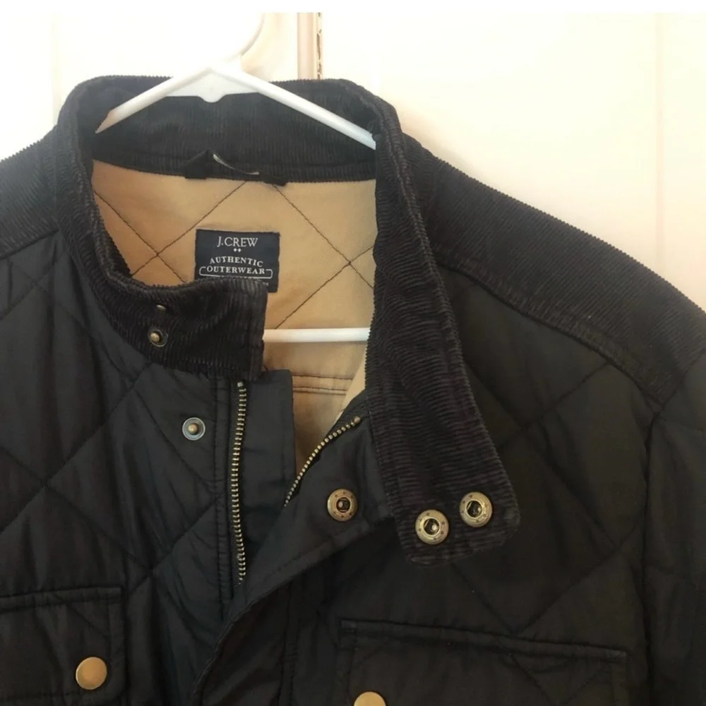 J. Crew Men's Dark Quilted Raincoat - Picture 2 of 4